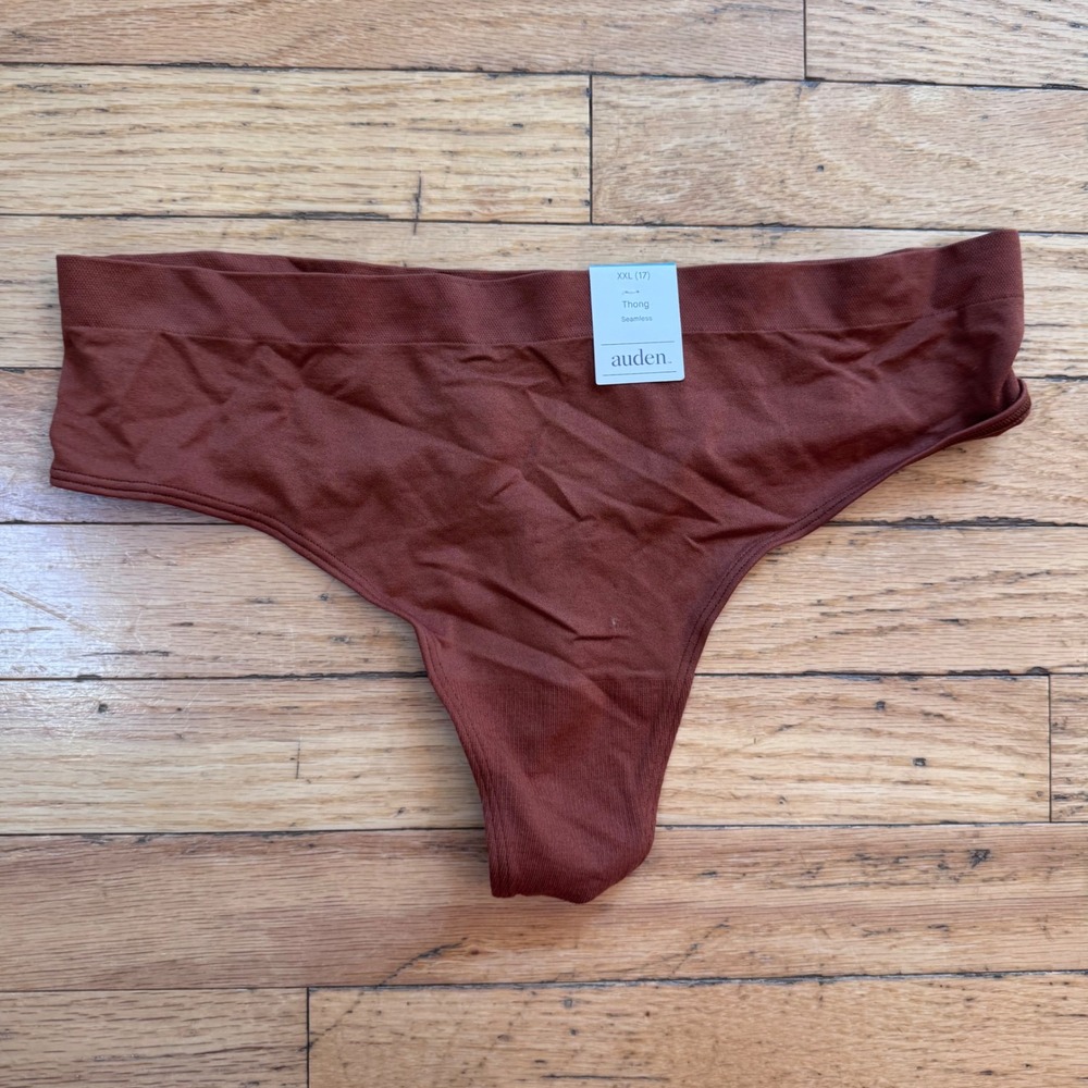 Auden Womens Seamless Thong Brown‎ XXL 17 Panty New With Tags